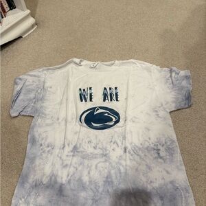 Custom Made White and Blue Graphic T-Shirt